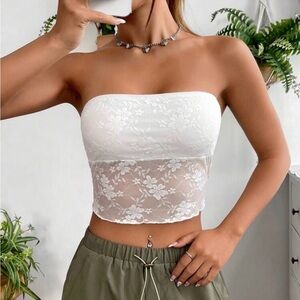 SHEIN White Lace Tube Top